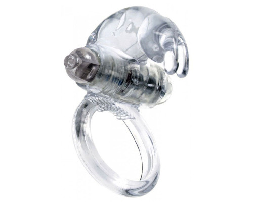 Прозрачное эрекционное виброкольцо с клиторальным зайчиком