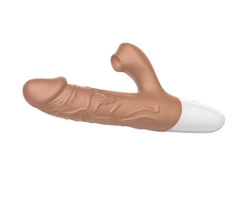 Телесный вибратор-кролик с функцией поступательных движений - 22,5 см.