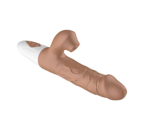 Телесный вибратор-кролик с функцией поступательных движений - 22,5 см.