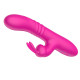 Розовый вибратор-кролик с функцией поступательных движений - 24,3 см.