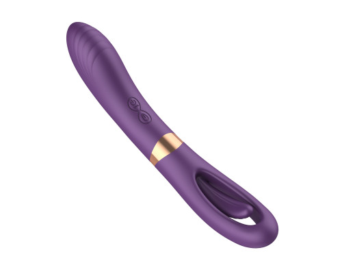 Фиолетовый силиконовый вибратор с функцией фингеринга - 23,5 см.