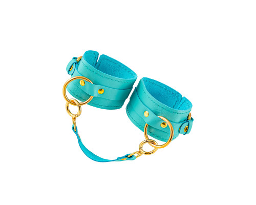Голубые однослойные кожаные оковы