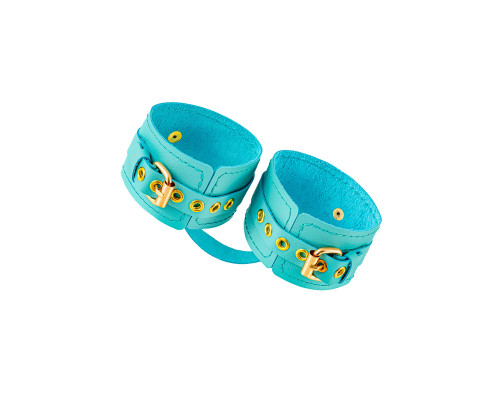 Голубые однослойные кожаные оковы