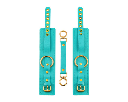 Голубые однослойные кожаные оковы