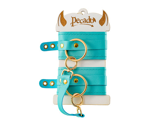 Голубые однослойные кожаные оковы