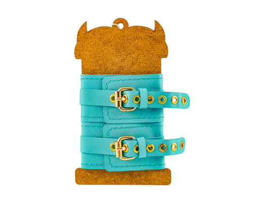 Голубые однослойные кожаные оковы