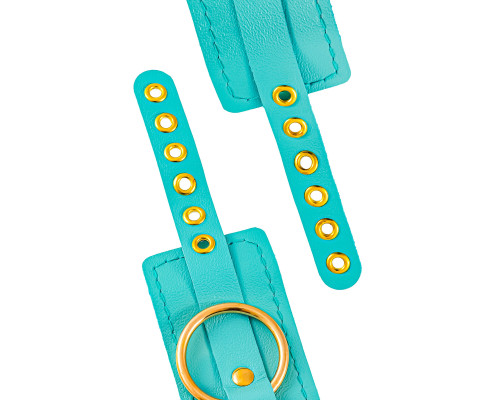 Голубые однослойные кожаные оковы