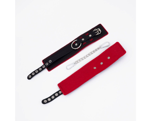 Черно-красные оковы с красной строчкой Sex