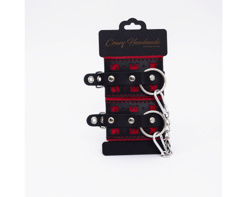 Черно-красные оковы с красной строчкой Sex