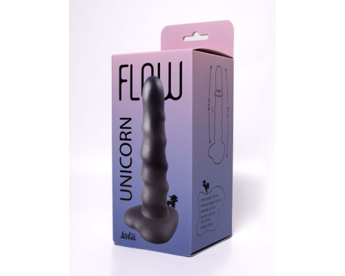 Черный нереалистичный дилдо Unicorn - 17,5 см.