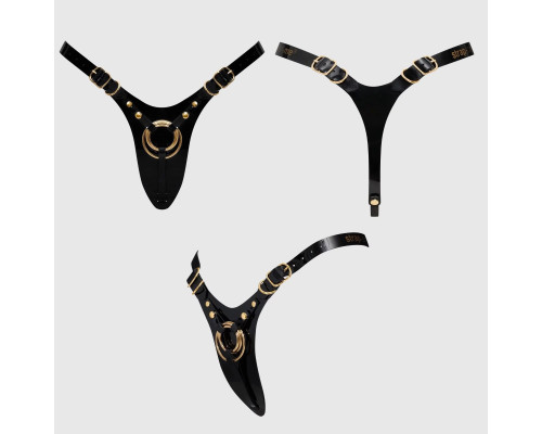 Черный пояс для фиксации насадок Strap-On-Me Leatherette Harness Fabulous