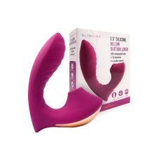 Сливовый вибромассажер с вакуумной стимуляцией клитора