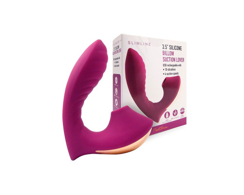 Сливовый вибромассажер с вакуумной стимуляцией клитора