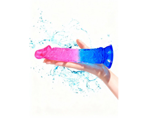 Яркий розово-синий фаллоимитатор с присоской