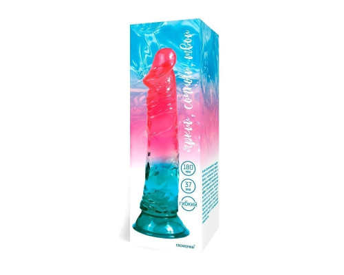 Яркий двухцветный фаллоимитатор с присоской