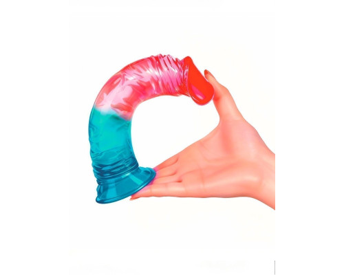 Яркий двухцветный фаллоимитатор с присоской