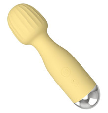 Желтый мини-вибратор с шаровидной головкой