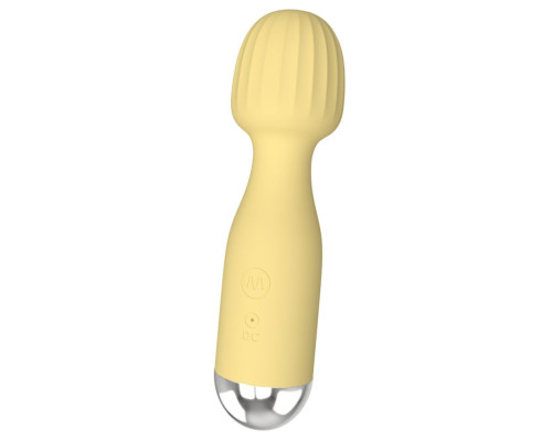 Желтый мини-вибратор с шаровидной головкой