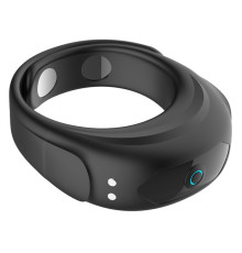 Черное эрекционное виброкольцо на ремешках