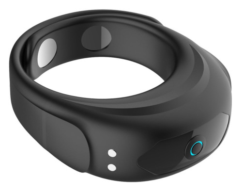 Черное эрекционное виброкольцо на ремешках