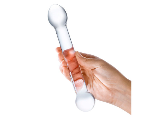 Прозрачный стеклянный фаллос для стимуляции точки G Curved Glass - 17 см.