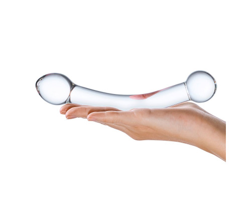 Прозрачный стеклянный фаллос для стимуляции точки G Curved Glass - 17 см.