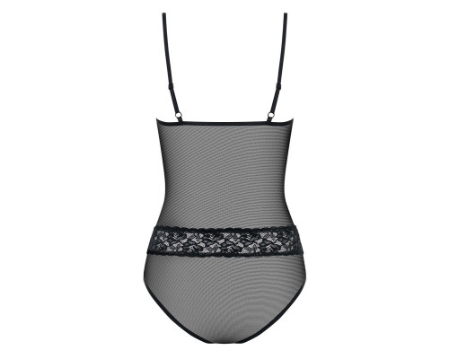 Прозрачное боди с бусинками на декольте