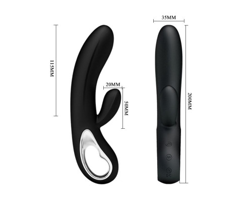 Чёрный вибратор Elmer с 12 видами вибрации - 20 см.