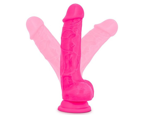 Розовый реалистичный фаллоимитатор на присоске NEO 7.5INCH DUAL DENSITY COCK W. BALLS - 19 см.