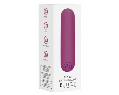 Фиолетовая перезаряжаемая вибропуля 7 Speed Rechargeable Bullet - 7,7 см.