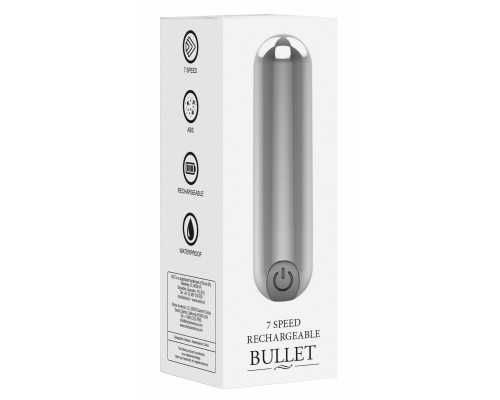 Серебристая перезаряжаемая вибропуля 7 Speed Rechargeable Bullet - 7,7 см.