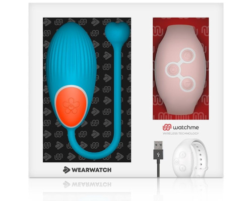 Голубое виброяйцо с нежно-розовым пультом-часами Wearwatch Egg Wireless Watchme