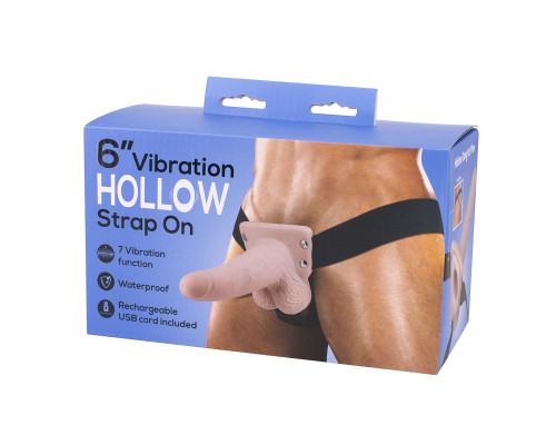 Полый страпон с вибрацией 6″ Vibration Hollow Strap-on - 17 см.