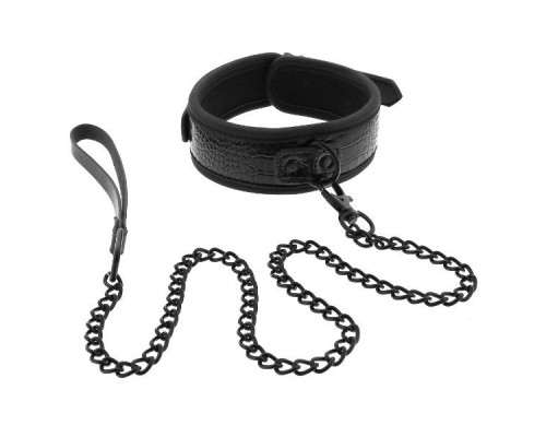 Черный ошейник с поводком Croco Collar and Leash