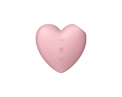 Розовый вибромассажер Cutie Heart с вакуум-волновой стимуляцией
