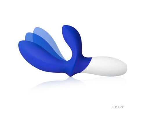 Синий вибромассажёр простаты Loki Wave Federal Blue с отростком для стимуляции промежности - 19,6 см.