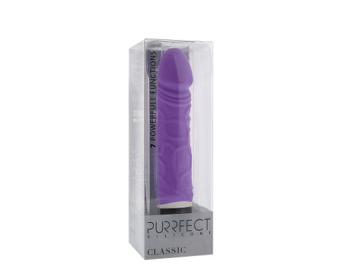 Фиолетовый вибратор-реалистик PURRFECT SILICONE CLASSIC 6.5INCH - 16,5 см.