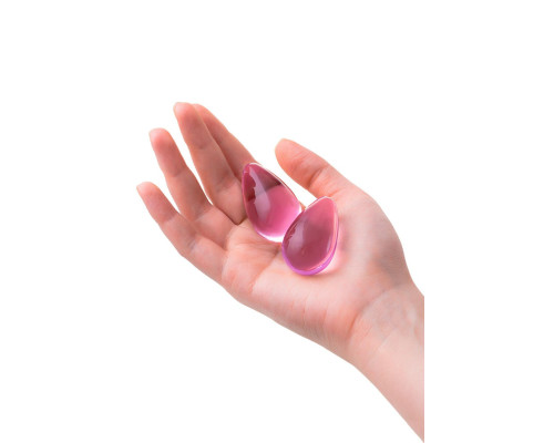 Розовые стеклянные вагинальные шарики в форме капелек
