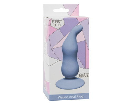 Голубая анальная пробка Waved Anal Plug Blue - 11 см.