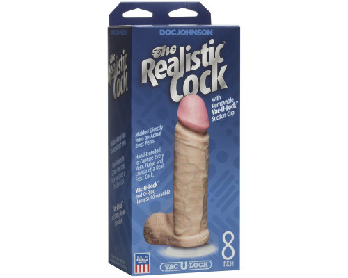 Телесный фаллоимитатор The Realistic Cock 8” with Removable Vac-U-Lock Suction Cup - 22,3 см.