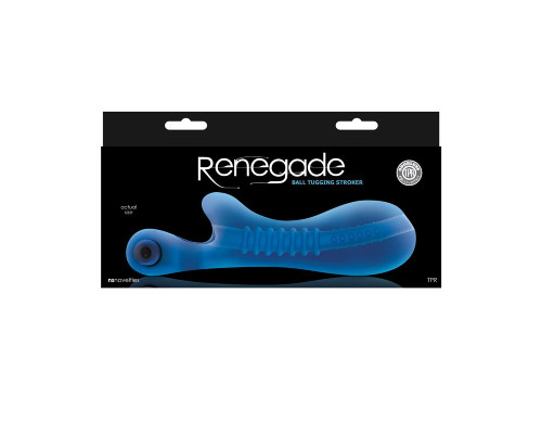 Синий мастурбатор с вибростимулятором мошонки Renegade Ball Tugging Stroker