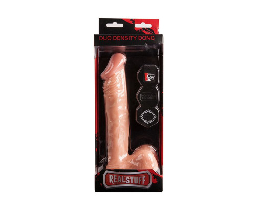 Телесный фаллоимитатор на присоске REALSTUFF DUO DENSITY DONG 9INCH - 22,9 см.