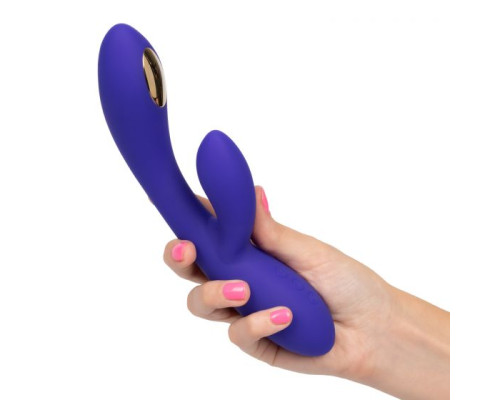 Фиолетовый вибратор с функцией электростимуляции Intimate E-Stimulator Dual Wand - 21,5 см.