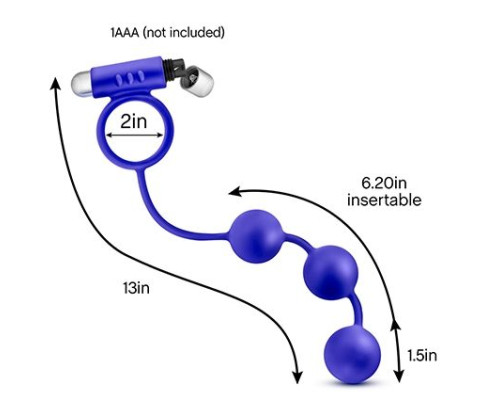 Синее эрекционное кольцо с анальным стимулятором Penetrator