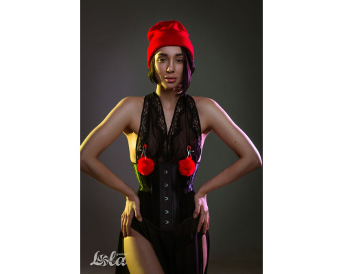 Зажимы на соски Angelic с красными меховыми шариками