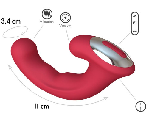 Бордовый вибратор Phoenix с вакуумной стимуляцией клитора - 18 см.