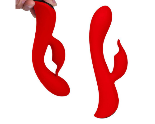 Красный вибромассажер-кролик 5  Silicone Bunny Love - 19,1 см.