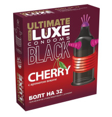 Черный стимулирующий презерватив «Болт на 32» с ароматом вишни - 1 шт.