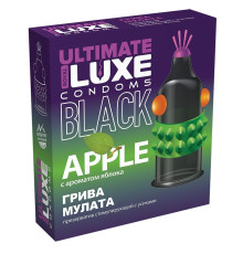 Черный стимулирующий презерватив «Грива мулата» с ароматом яблока - 1 шт.