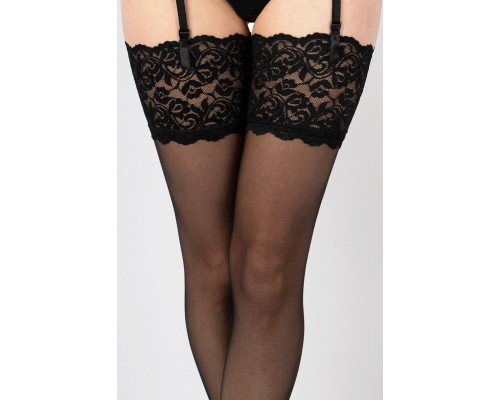 Чулки под пояс на широкой ажурной резинке